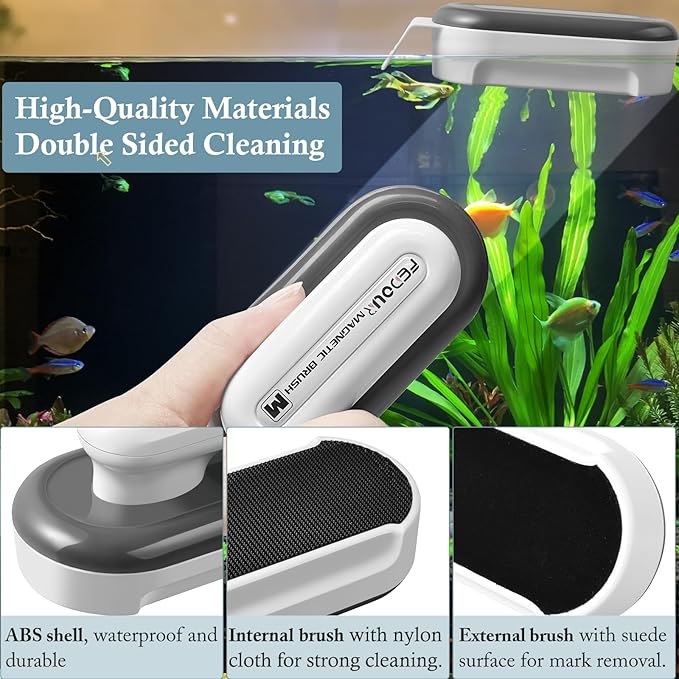 FEDOUR Aquarium Strong Magnetic Cleaner with 2 Detachable Algae Scraper 1/3-1 inch