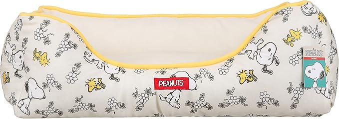 Snoopy & Woodstock Cuddler Dog Bed in Beige 24" x 19" x 8"
