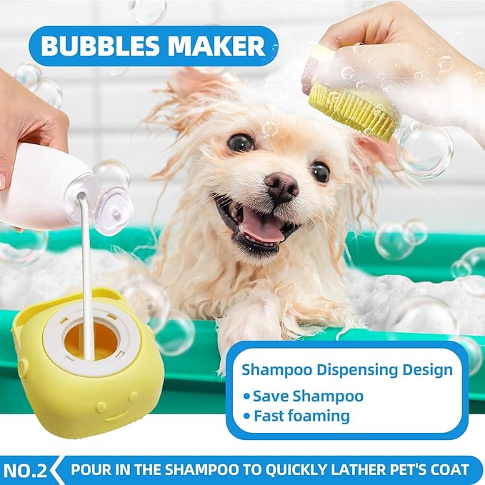 Bath Grooming Kit with Hair Brush 6-in-1 Slicker