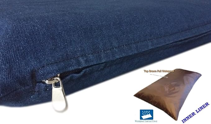 DIY Do It Yourself Heavy Duty Durable Blue Denim Jean Pet Dog Pillow Cover + Internal Inner Waterproof Resistant Case Set for Small Medium Dog 47''x29'')