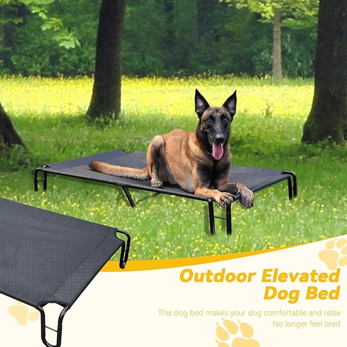 Outdoor Elevated Dog Bed 65 lbs,Black