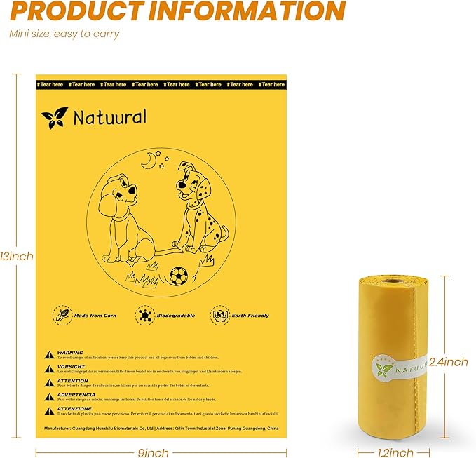 Biodegradable Poop Bags-600 Counts 40 Rolls, 100% Tear