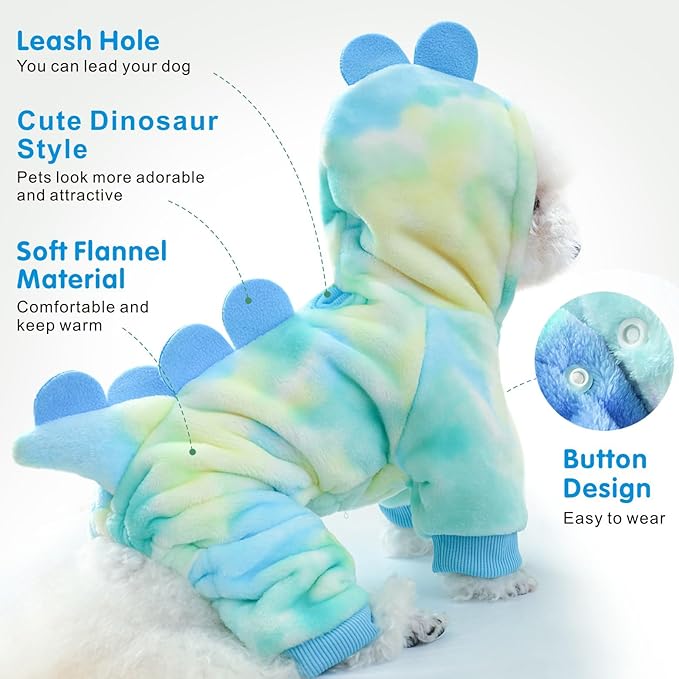 Idepet Halloween Dog Costume Dinosaur Clothes for Small Dogs