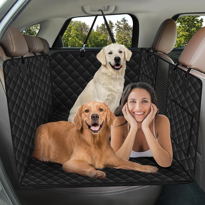 Car Back Seat Extender for Dogs Hard Bottom Car Seat Cover for Dogs, Support 400lbs,Dog Car Seat Cover with Hard Bottom Dog Car Seat Bed, Dog Backseat Hammock Seat for Cars, SUVs, Trucks