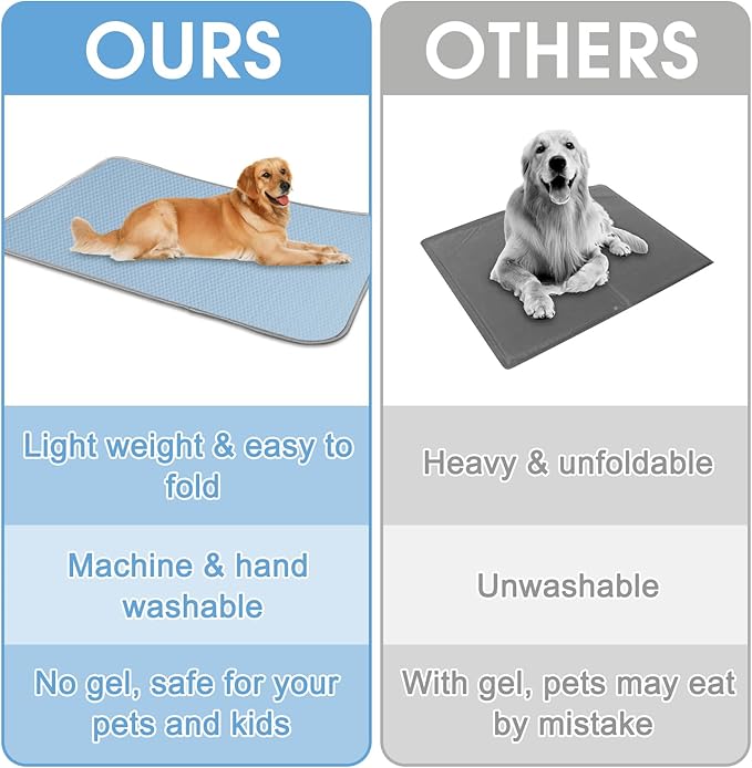Summer Dog Cooling Mat Washable Ice Silk Self Cool Pad for Small Medium Large Dogs and Cats 59x40in)