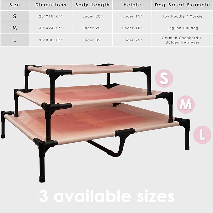 Green Elevated Dog Bed for Medium Dogs Outdoor,30 * 24 * 7 inches