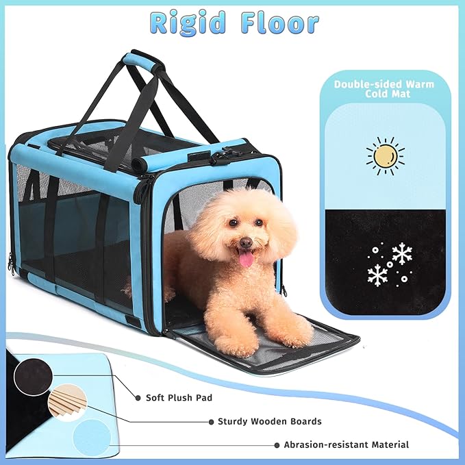 Large Cat Carrier with Wheels 2 Cats 30 lbs,