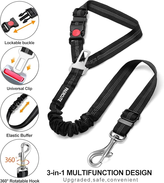 3 Piece Set Dog Seat Belt Retractable Dog