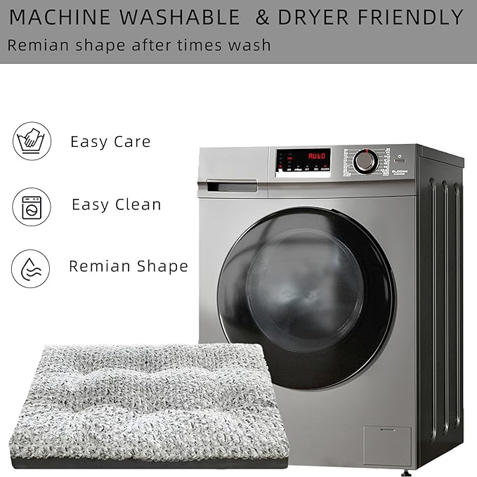 Washable Dog Crate Bed Deluxe Plush Dog Beds Reversible All-Seasons Bed Pet Sleeping Mattress for Large