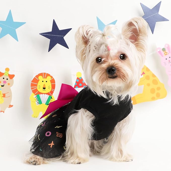 Dog Dress Birthday Clothes for Small Medium Dogs
