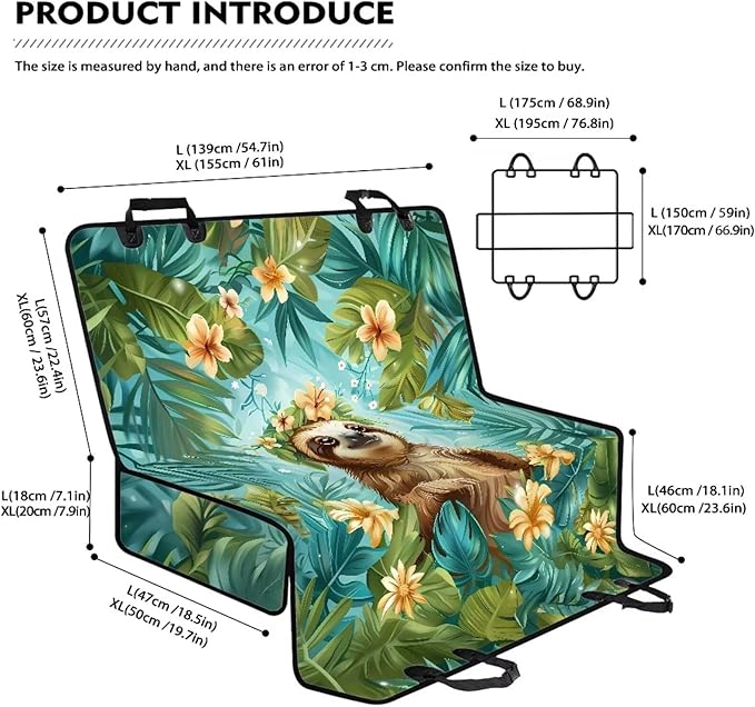 AFPANQZ Tropical Leaves Sloth Car Seat Cover Waterproof