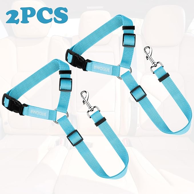 BWOGUE 2 Packs Dog Cat Safety Seat Belt
