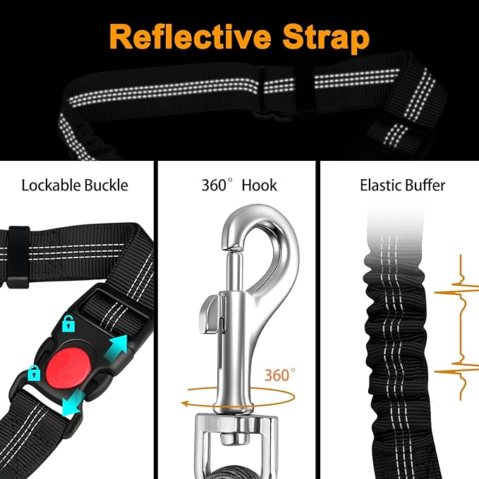 Chew Proof Dog Car Seat Belt 2 in 1 Steel