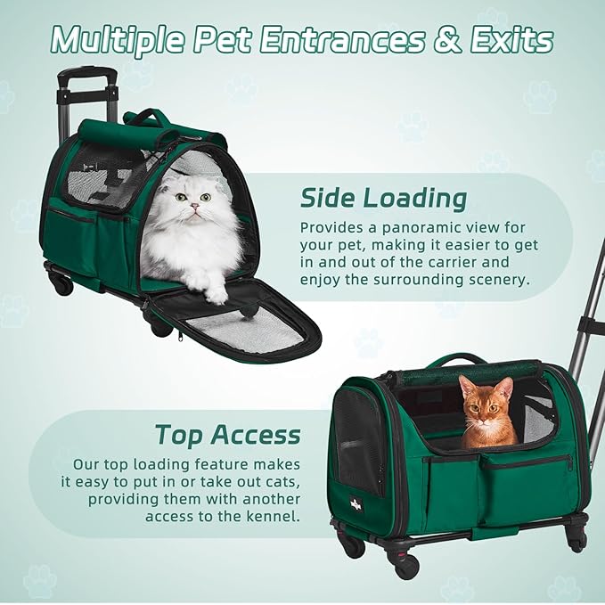 Cat Carrier with Wheels 20 lbs,