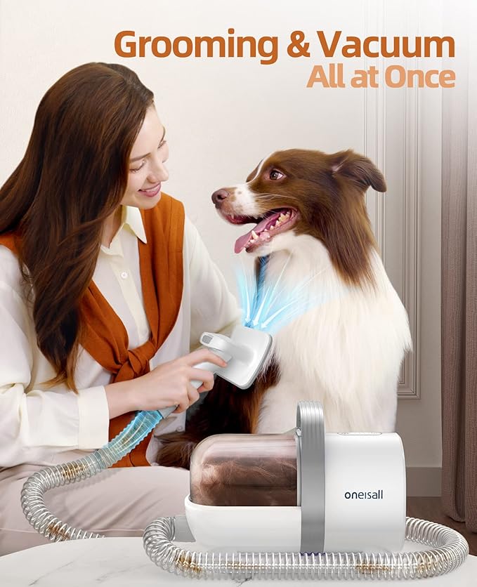 oneisall Dog Hair Vacuum & Dog Grooming Kit 1.5L Dust 7 Pet
