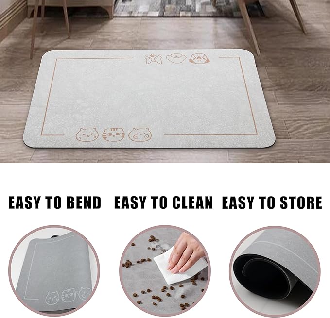 YCT Cat Pet Food Mat 16.9"x24" Beige