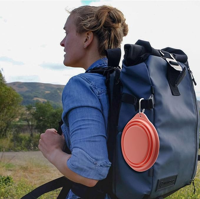 SLSON Collapsible Dog Bowl Foldable Dog Travel Water Bowls Integrated Molding No Plastic Rim Portable Pet Feeding Bowl for Walking Hiking Outdoors