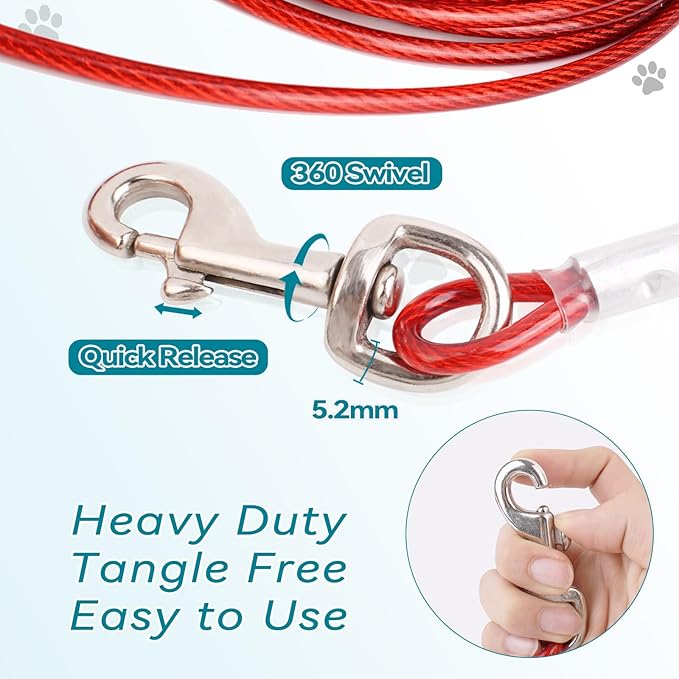 Tie Out Cable for Dogs Heavy Duty 30ft with 13in Short