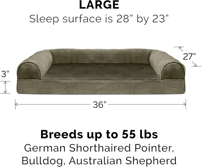 Furhaven Replacement Dog Bed Cover Faux Fur & Velvet Sofa-Style