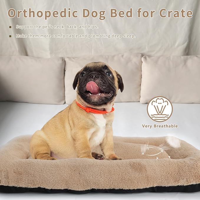 24 Inch Dog Crate Bed Fluffy Faux Fur Soft Comfy 25 lbs,Washable