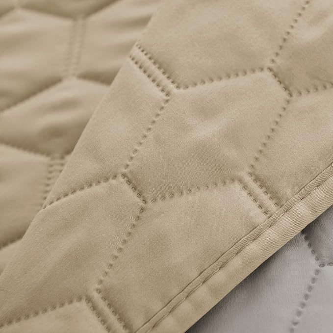 Waterproof Pet Blankets Dog Bed Cover for Pets Reusable Furniture Protector (Beige+Grey 52"x82")