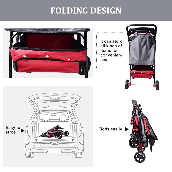Pet Dog Stroller 4-Wheel Promenade