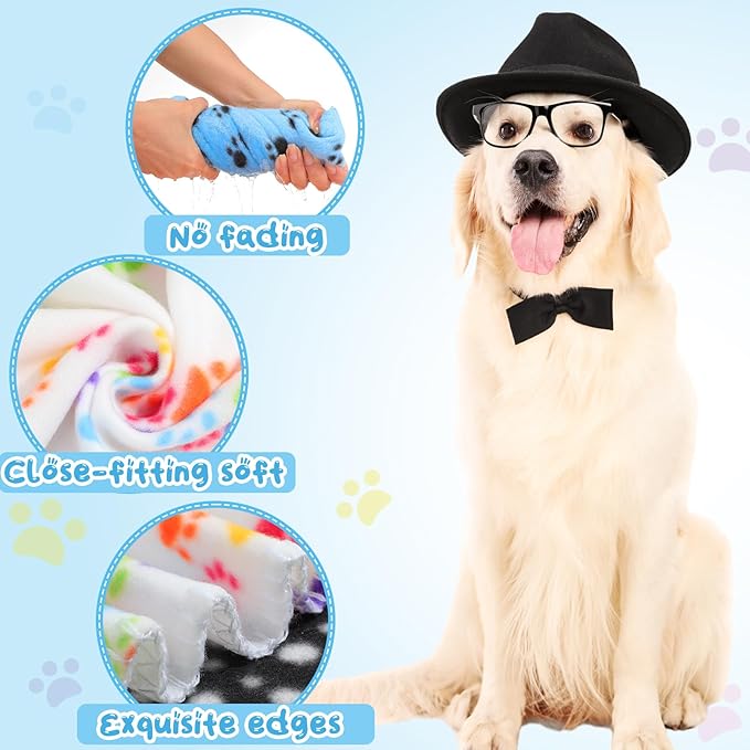 Eccliy 20 Pcs Puppy Blanket Pet Blanket Soft Fleece Dog Blankets Doggie Blanket Warm Felt Throw Blanket Sleep Mat Bed Covers Small Blankets for Puppy Pet Dogs Cat 20 Styles (Paw,39 x 35 Inch)