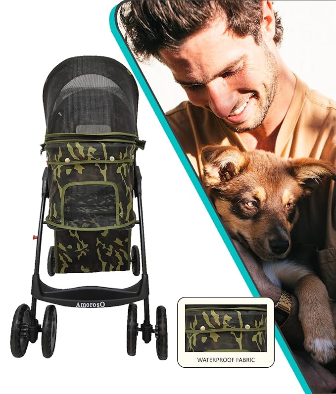 AmorosO 4 Wheels Pet Convenient Stroller