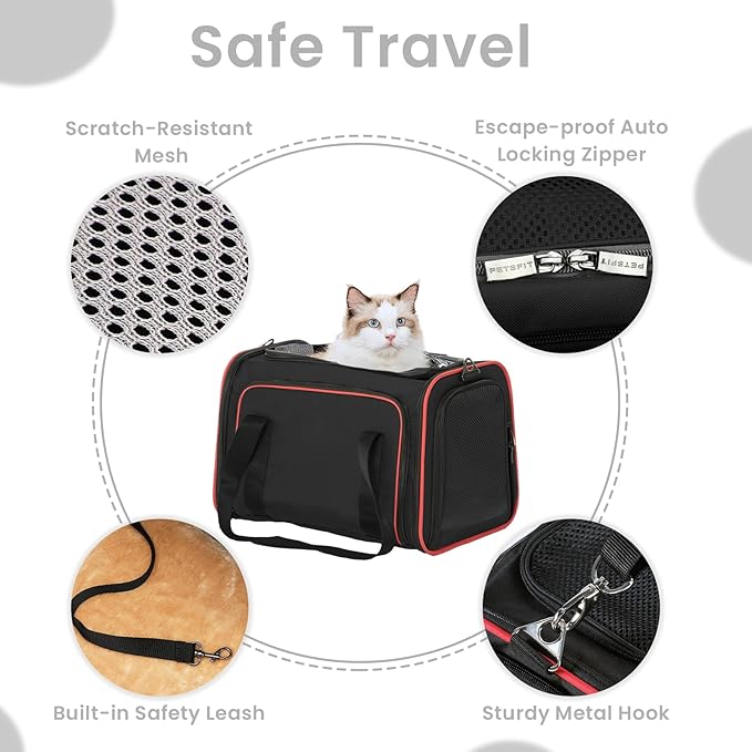Petsfit Expandable Cat Carrier Large for 2 Cats 19x12x12 Inches, 2 Extensions 15 Lbs,