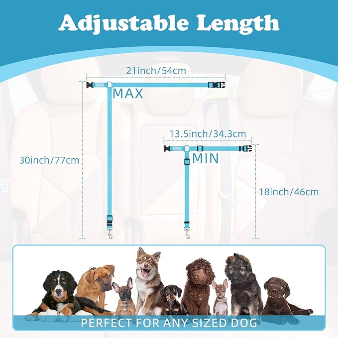 BWOGUE Pet Dog Cat Seat Belts (1 Pack)