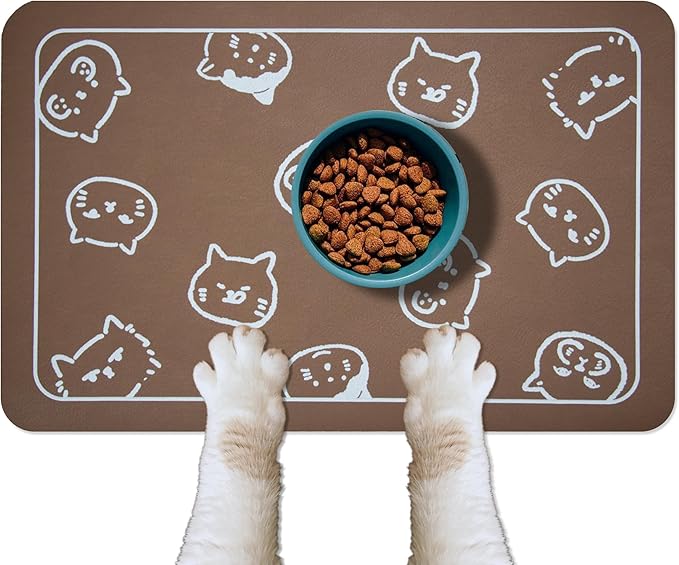YCT Cat Food Mat for Pet Dog Food Mat Logo,24 x 16.9 inches,