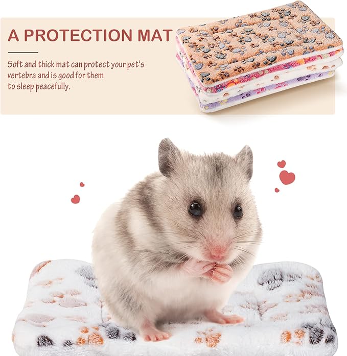 4 Pack Ultra Soft Dog Cat Bed Mat with Cute Prints Reversible Fleece Dog Crate Kennel Pad Cozy Washable Thickened Hamster Guinea Pig Bed Pet Bed Mat for Small Animals (Vivid Color 13 x 10 Inches)