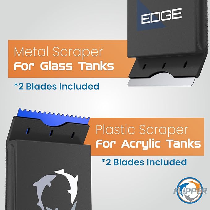 Flipper EDGE 2-in-1 Scrubber Scraper Floating Magnetic Fish Tank Aquarium Cleaner with DUAL BLADES