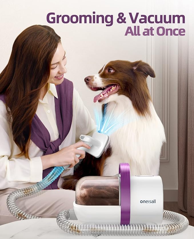 oneisall Dog Hair Vacuum & Dog Grooming Kit 1.5L Dust 7 Pet