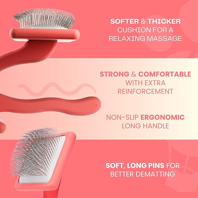 Pet Slicker Brush With Soft Massage Grooming Stainless Steel Pins