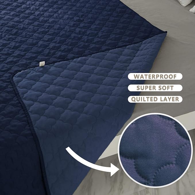 SPXTEX Dog Bed Cover Washable Pee Pads Dog Blankets for Puppy Large Dog Cat 1 Piece(52"x82",Navy+Stoneblue)
