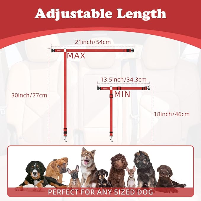 BWOGUE 2 Packs Dog Cat Safety Seat Belt