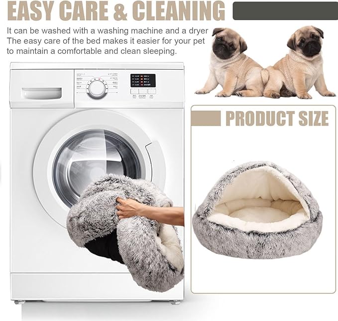 Cat Beds for Indoor Cats Cave & Calming Dog Beds 24inch, Grey