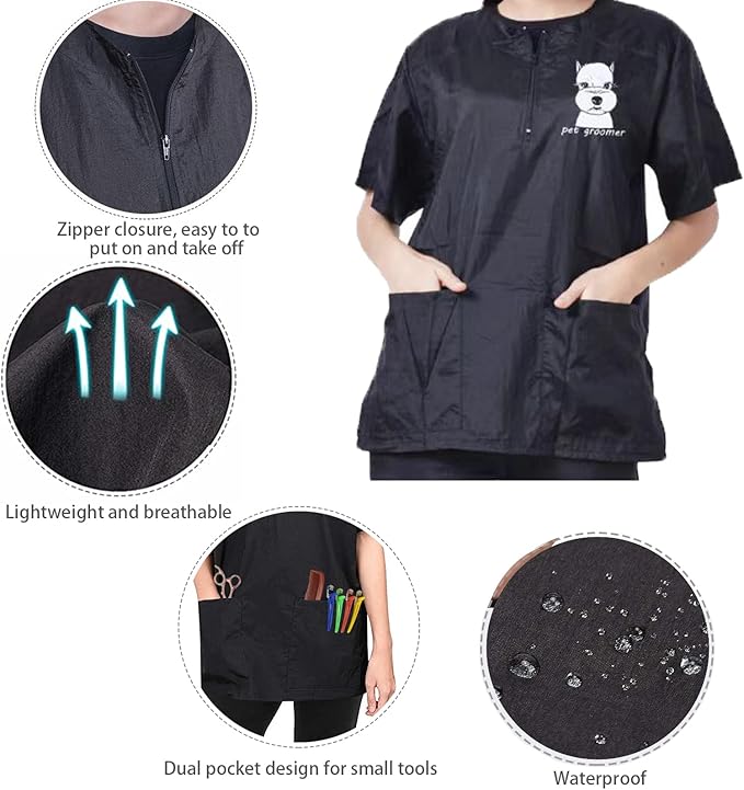 Gliitatu Dog Pet Grooming Smock for Women Men