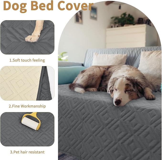 2 Packs Waterproof Dog Bed Cover Cover,30x70 Inch Cats,Dogs,Pets(2 Pcs-Grey/Beige)