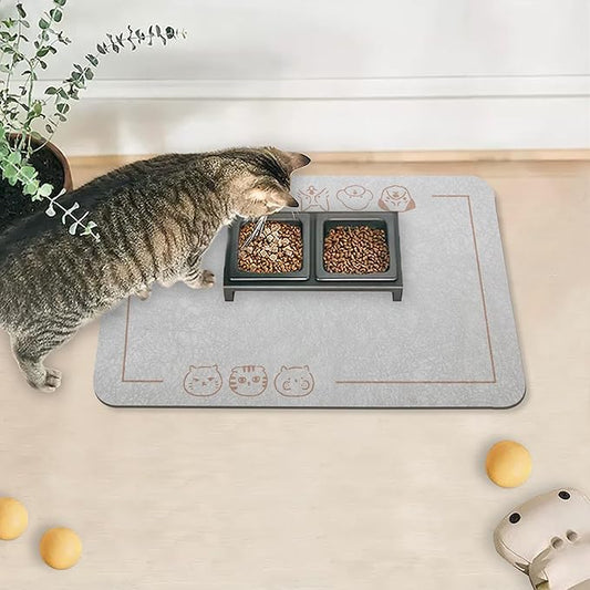 YCT Cat Pet Food Mat 11.8"x18.1" Beige