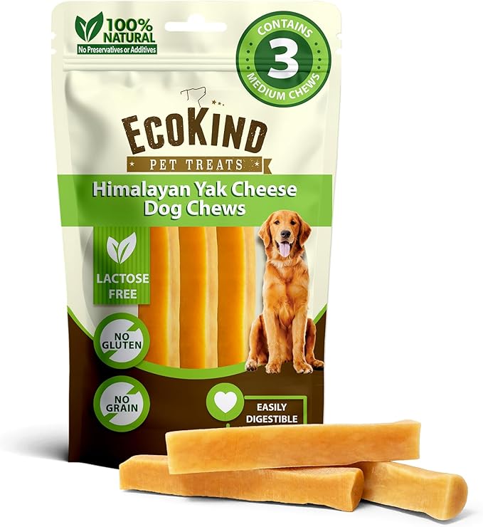 EcoKind Premium Gold Yak Cheese Himalayan Dog Chews 3 Chews