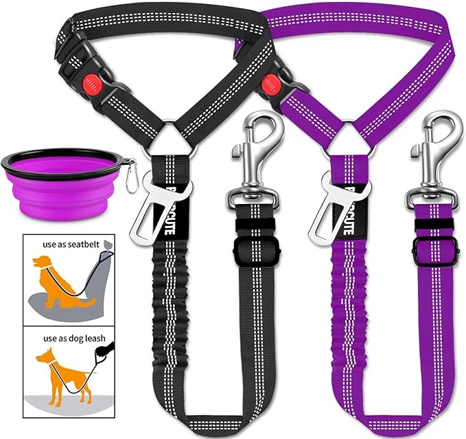 3 Piece Set Dog Seat Belt Retractable Dog