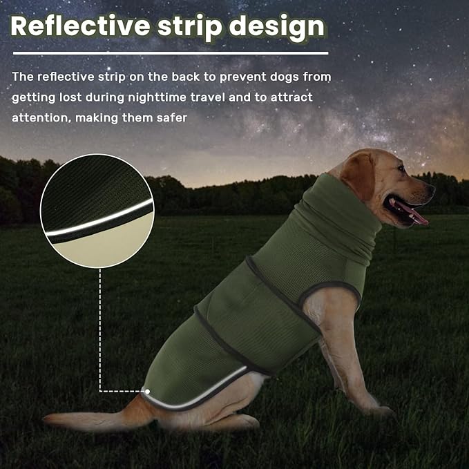 IDOMIK Dog Anxiety Calming Hoodie,Breathable Dog Anxiety Jacket Vest Coat for Thunderstorms,Fireworks,Vet Visits,Separation,Adjustable Dog Hoodies for Noise Block & Ear Protection Recovery,Green,XL