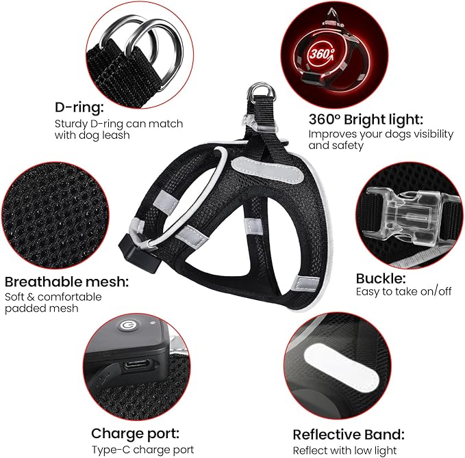 PcEoTllar Light Up Dog Harness