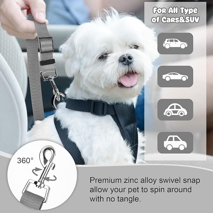 BWOGUE 2 Packs Dog Cat Safety Seat Belt