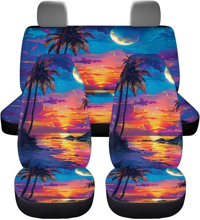 Sunset Palm Car Seat Covers Full Set 4pcs