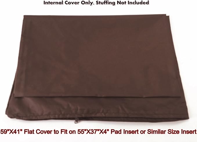 Dogbed4less 1 Pack Internal Duvet Case Waterproof Zipper Dog Bed Cover for XXL Large 55"x37"X4" Memory Foam Pad Pet Bed 59"x41" Flat