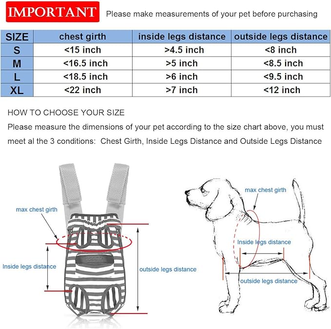 Legs Out Front Pet Dog Carrier Front Chest Backpack Pet Cat Puppy Tote Holder Bag Sling Outdoor (XL