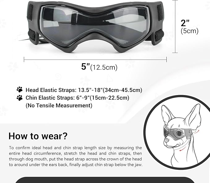 NAMSAN Dog Sunglasses Medium Breed UV Protection Pug Dog Goggles for Small to Medium Dogs Windproof Anti-fog Snowproof Puppy Glasses